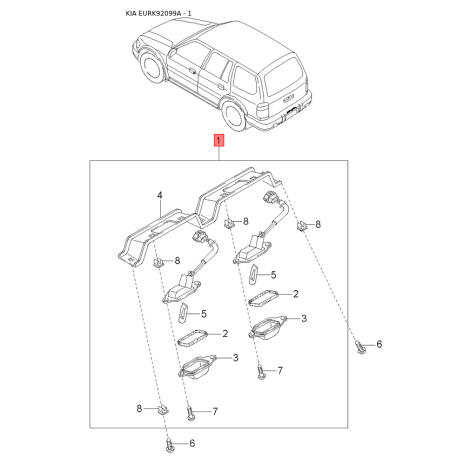 Патрубок дросельної заслінки 0K081-13640 Mobis - 0K08113640 - схема з каталогу 1, EURK92099A 0K08113640