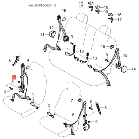 Кронштейн - подстаканник левый 84676-FD000BT Mobis - 84676FD000BT - схема с каталога 3, USAKFD002A 84676FD000BT