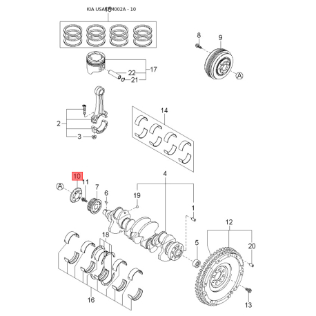 Блок управления, кондиционер 0K070-61C22 Mobis - 0K07061C22 - схема с каталога 10, USAKFM002A 0K07061C22