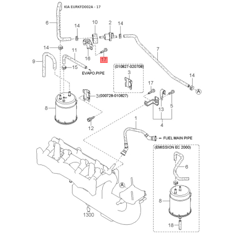 Поршень 0K3Y0-11SA0 Mobis - 0K3Y011SA0 - схема с каталога 17, EURKFD002A 0K3Y011SA0