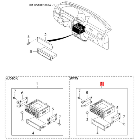 Эмблема радиатора 0K34C-51725 Mobis - 0K34C51725 - схема с каталога 1, USAKFD002A 0K34C51725