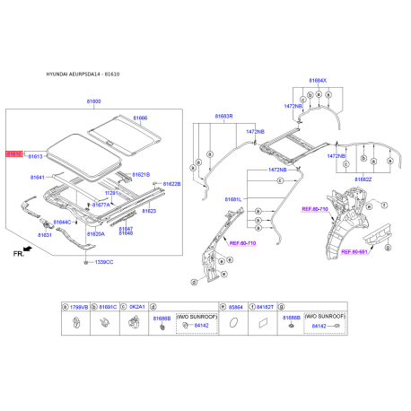 Люк и комплектующие 81610-3X000 Mobis - 816103X000 - схема с каталога 81610, AEURPSDA14 816103X000