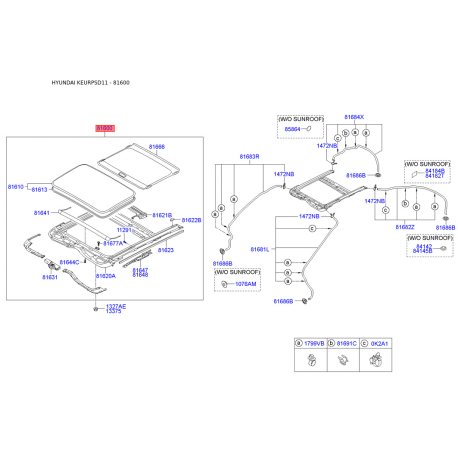 Люк и комплектующие 81600-3X000YDA Mobis - 816003X000YDA - схема с каталога 81600, KEURPSD11 816003X000YDA