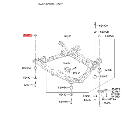 Шайба сайлентблока поперечної балки 62478-38100 Mobis - 6247838100 - схема з каталогу 62472, KEURPGH06 6247838100