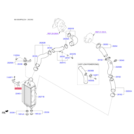 Облицовка / защитная накладка, облицовка радиатора 28274-2F000 Mobis - 282742F000 - схема с каталога 29135G, SEURPSLZ14 282742F000