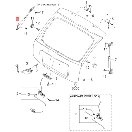 Ремкомплект гальмівного супорта 0K30A-3327Z Mobis - 0K30A3327Z - схема з каталогу 9, USAKFD002A 0K30A3327Z