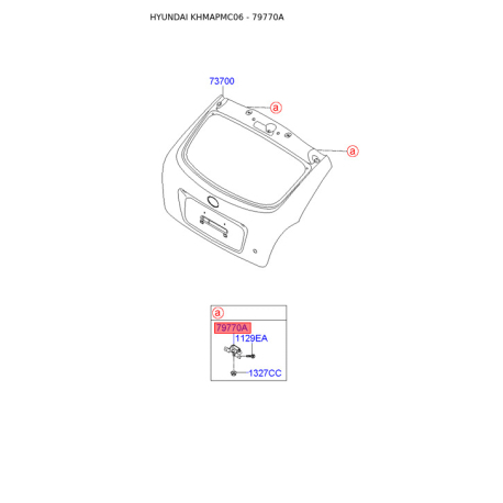 Петля двери задка (крышки багажника) 79770-1E200 Mobis - 797701E200 - схема с каталога 79770A, KHMAPMC06 797701E200