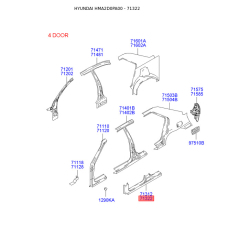 Порог пола (кузов) правый 71322-2DA10 Mobis