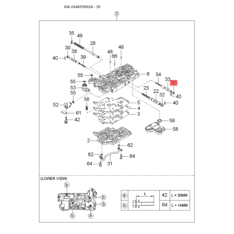 Гидравлический шланг(трубка), рулевое управление 0K32A-32682A Mobis - 0K32A32682A - схема с каталога 30, USAKFD002A 0K32A32682A