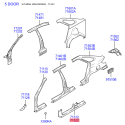 Порог пола (кузов) правый 71322-2DA11 Mobis