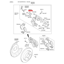 Важіль верхній (планка розведення) колодок стоянкового гальма правий 58236-0U000 Mobis