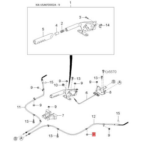 Уплотнитель капота правый 0K31A-5675X Mobis - 0K31A5675X - схема с каталога 9, USAKFD002A 0K31A5675X