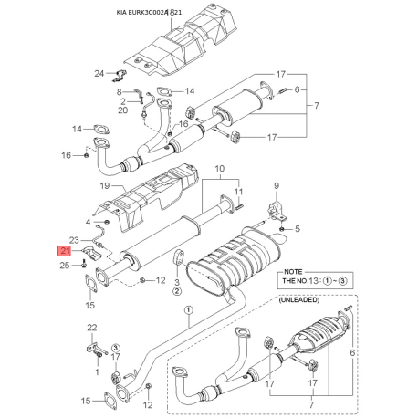 Тяга, замок двери левый 81370-38000 Mobis - 8137038000 - схема с каталога 21, EURK3C002A 8137038000