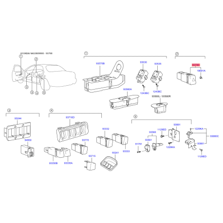 Выключатель 93790-38000 Mobis - 9379038000 - схема с каталога 93790, NAS3809900 9379038000