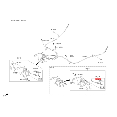 Стопор (засувка) троса стоянкового гальма 59741-36000 Mobis - 5974136000 - схема з каталогу 59741A, KEURPA412 5974136000