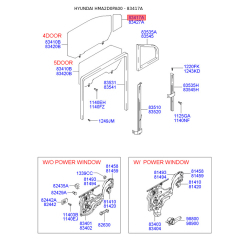 Боковое стекло (окно) двери левое 83417-2D010 Mobis
