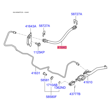 Шланг зчеплення 41640-1G000 Mobis - 416401G000 - схема з каталогу 41640, KKMAPTC05 416401G000