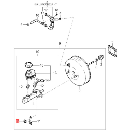 Крепление трос газа (акселератора) 0K30A-41156B Mobis - 0K30A41156B - схема с каталога 7, USAKFD002A 0K30A41156B