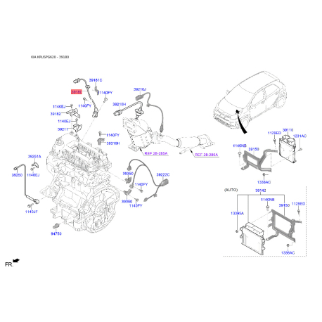 Датчик положения коленвала 39180-03000 Mobis - 3918003000 - схема с каталога 39180, KRUSPG620 3918003000