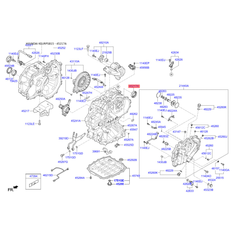 Манжета (сальник) півосі АКПП 48232-02200 Mobis - 4823202200 - схема з каталогу 45217A, KEURPSB15 4823202200