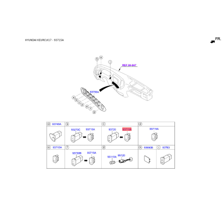 Вимикач 93715-34000 Mobis - 9371534000 - схема з каталогу 93715A, KEURCUI17 9371534000