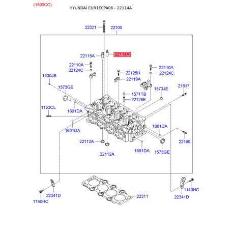 Направляющая втулка клапана 22114-26902 Mobis - 2211426902 - схема с каталога 22114A, EUR1E0PA06 2211426902