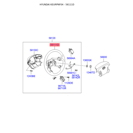 Руль (рулевое колесо) голый 56111-3K200QZ Mobis - 561113K200QZ - схема с каталога 56111D, KEURPNF04 561113K200QZ