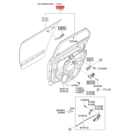 Дверь, кузов правая 77004-1D010 Mobis - 770041D010 - схема с каталога 77004, KKMAPUN06 770041D010