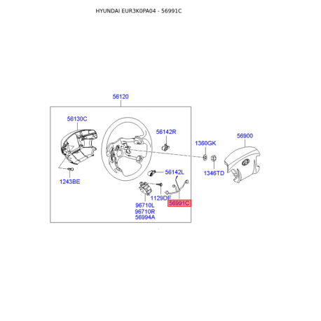 Проводка (джгут) рульового колеса 56991-3K130 Mobis - 569913K130 - схема з каталогу 56991C, EUR3K0PA04 569913K130