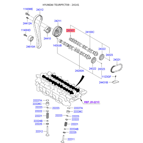 Шпонка рочподілвалу 24121-23500 Mobis - 2412123500 - схема з каталогу 24141, TEURPFCT09 2412123500