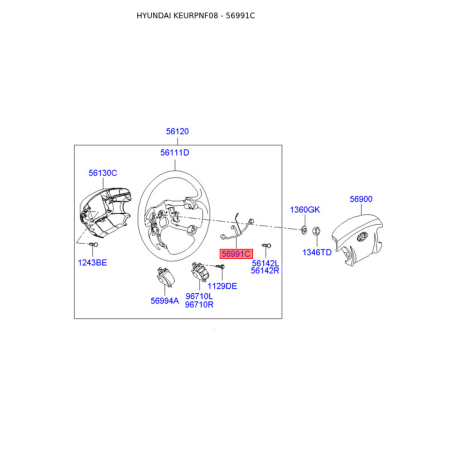 Проводка (жгут) рулевого колеса 56991-3K131 Mobis - 569913K131 - схема с каталога 56991C, KEURPNF08 569913K131