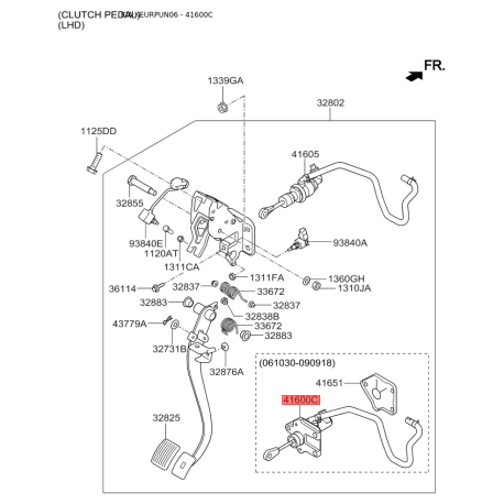 Циліндр зчеплення головний 41610-1D100 Mobis - 416101D100 - схема з каталогу 41600C, KEURPUN06 416101D100