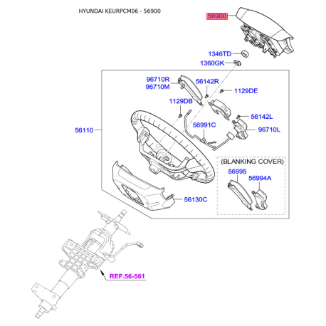 Подушка безопасности на руль 56900-2B100WK Mobis - 569002B100WK - схема с каталога 56900, KEURPCM06 569002B100WK