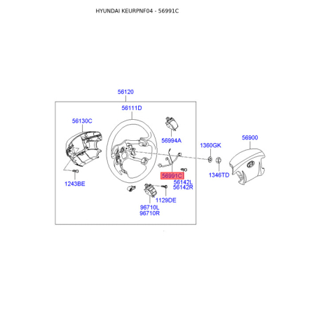 Проводка (джгут) рульового колеса 56991-3K160 Mobis - 569913K160 - схема з каталогу 56991C, KEURPNF04 569913K160
