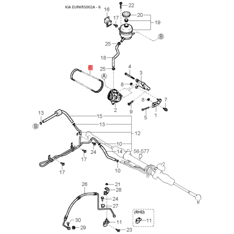 Шестерня спідометра ведена і ведуча 43624-39600 Mobis - 4362439600 - схема з каталогу 6, EURKRS002A 4362439600