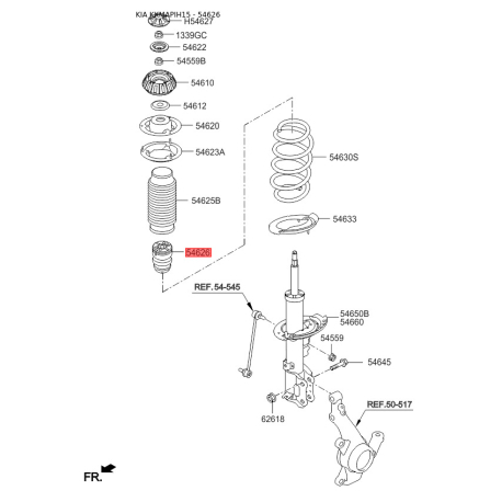 Пилозахисний комплект амортизатора 54626-1W000 Mobis - 546261W000 - схема з каталогу 54626, KKMAPIH15 546261W000