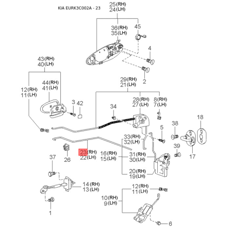 Пружина притискна колодок стоянкового гальма 58272-37000 Mobis - 5827237000 - схема з каталогу 23, EURK3C002A 5827237000