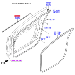 Облицовка / защитная накладка, дверь правая 82220-3X510 Mobis