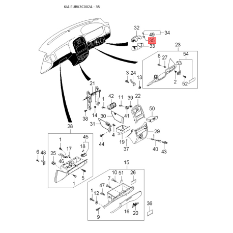 Гальмівна несуча пластина ліва 58350-38010 Mobis - 5835038010 - схема з каталогу 35, EURK3C002A 5835038010