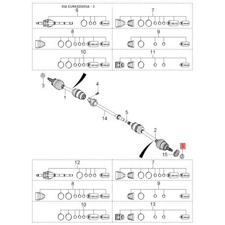 Шків інерційний (муфта) генератора 37321-3E100 Mobis - 373213E100 - схема з каталогу 3, EURK4D005A 373213E100