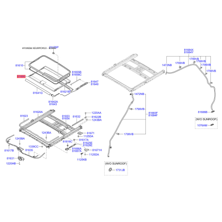 Люк и комплектующие 81666-2B000SH Mobis - 816662B000SH - схема с каталога 81666, KEURPCM10 816662B000SH