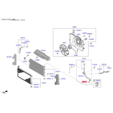 Хомут впускной системы 25331-1W041 Mobis - 253311W041 - схема с каталога 25331B, KRUSPSK22 253311W041
