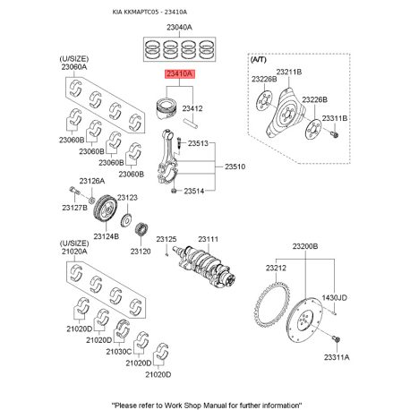 Поршень 23410-26521 Mobis - 2341026521 - схема з каталогу 23410A, KKMAPTC05 2341026521
