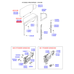 Боковое стекло (окно) двери правое 83420-2D211 Mobis