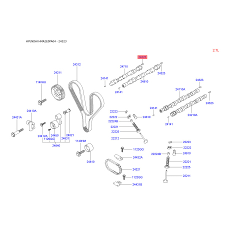 Шпонка рапредвала 24323-26601 Mobis - 2432326601 - схема с каталога 24323, HMA2E0PA04 2432326601