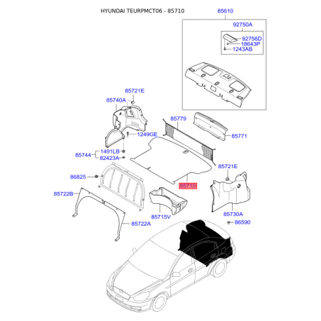 Оббивка багажника 85710-1E200MC Mobis - 857101E200MC - схема з каталогу 85710, TEURPMCT06 857101E200MC