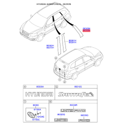 Облицювання / захисна накладка, боковина заднє праве 86393-2B000 Mobis