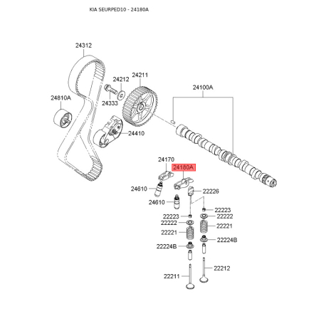 Коромысло 24180-27100 Mobis - 2418027100 - схема с каталога 24180A, SEURPED10 2418027100
