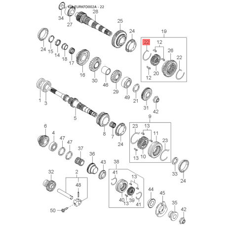 Каркас сиденья с отделкой 0K30A-6410X Mobis - 0K30A6410X - схема с каталога 22, EURKFD002A 0K30A6410X