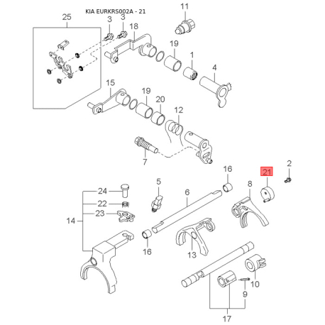 Шланг вакуумного усилителя без клапана 0K2KB-43490 Mobis - 0K2KB43490 - схема с каталога 21, EURKRS002A 0K2KB43490